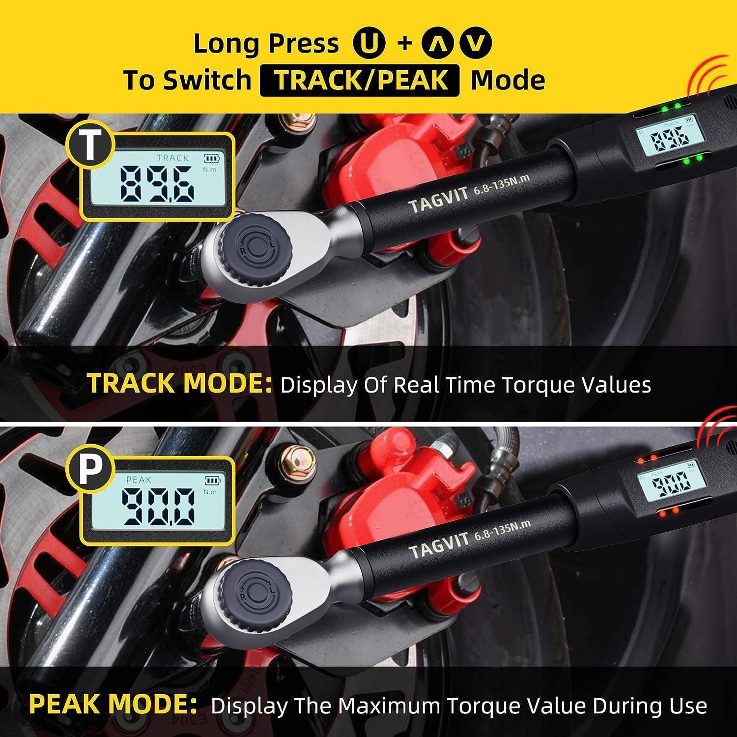 Llave de Torque Digital 1/2" TAGVIT 6.8-135Nm Precisión ±2%