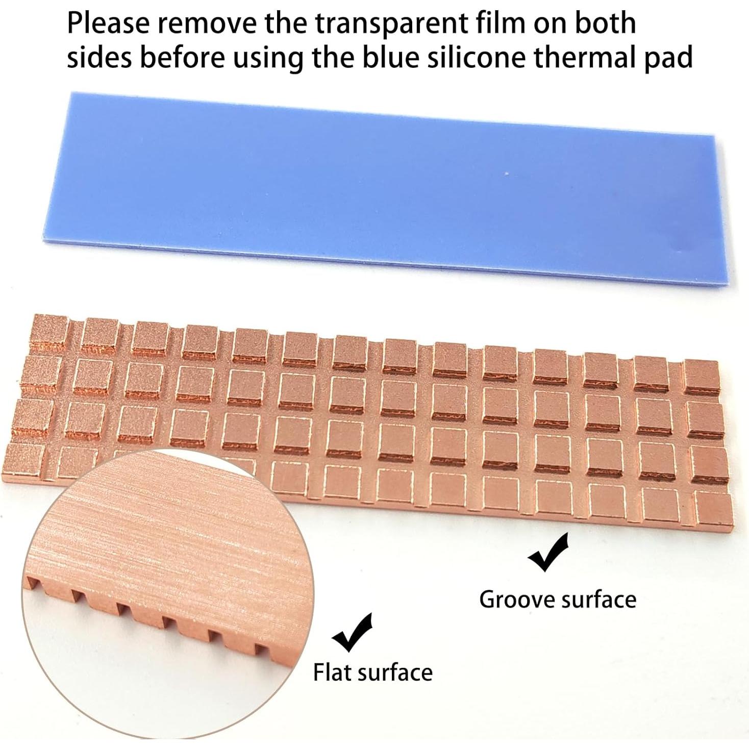 Disipador M.2 67x18x1.5mm Cobre Puro con Almohadilla Térmica