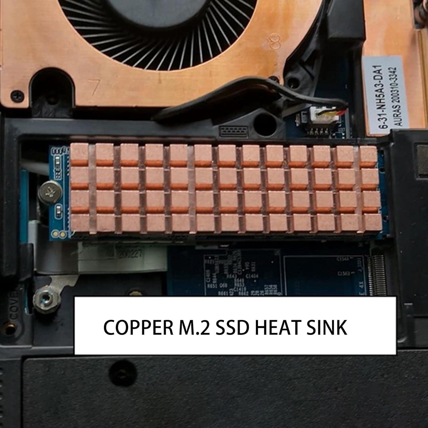 Disipador M.2 67x18x1.5mm Cobre Puro con Almohadilla Térmica