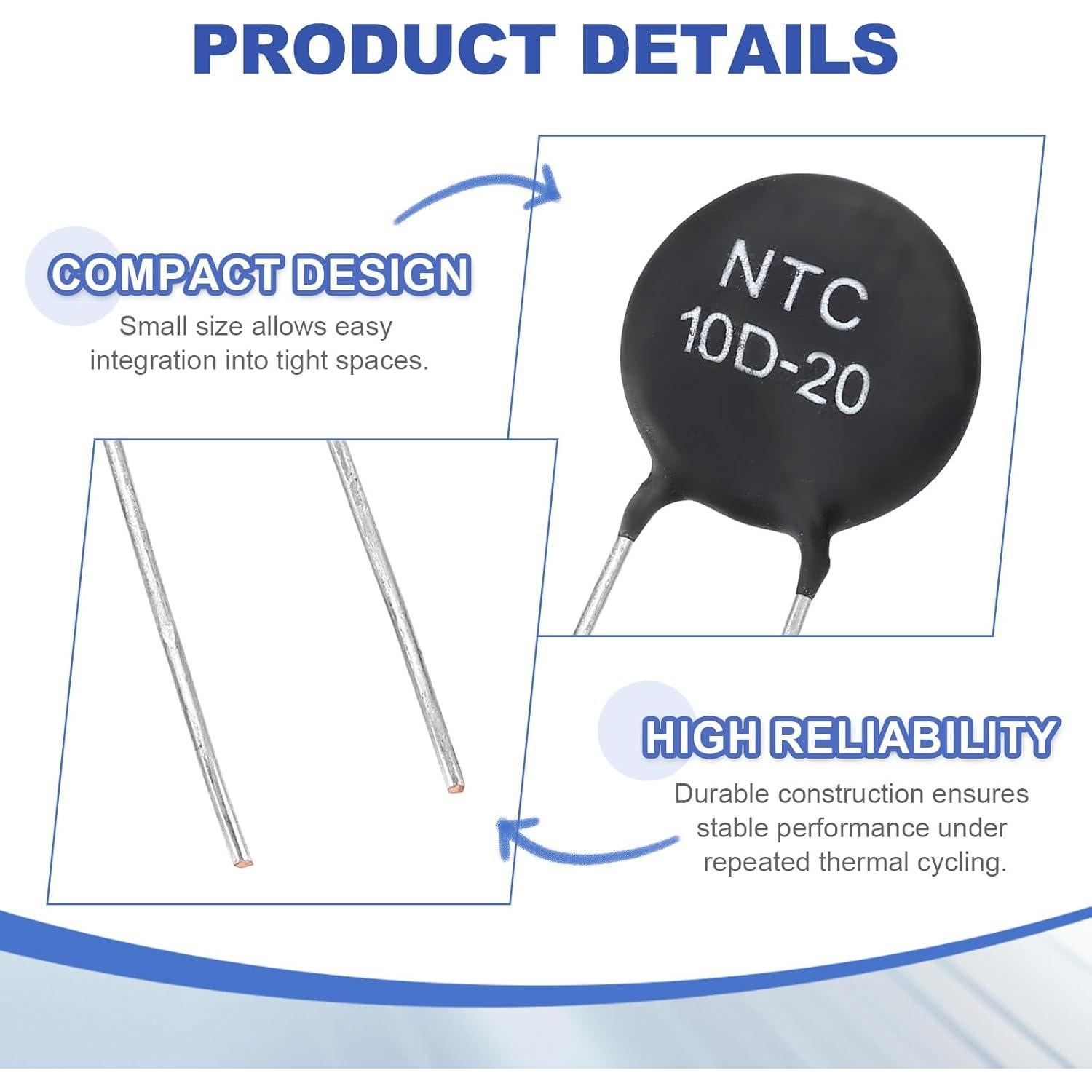 Termistor NTC 10 Ohm MECCANIXITY 10D-20 para Corriente de Arranque