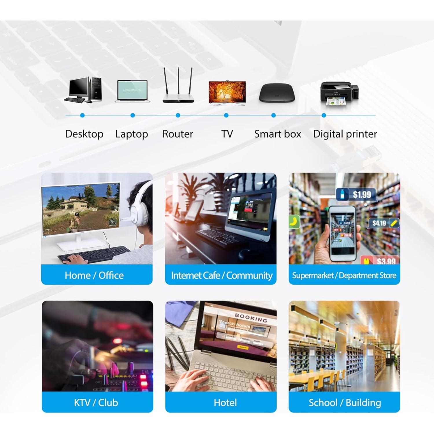 Cable de Extensión Ethernet VENTION Cat6 0.49m RJ45 Macho a Hembra