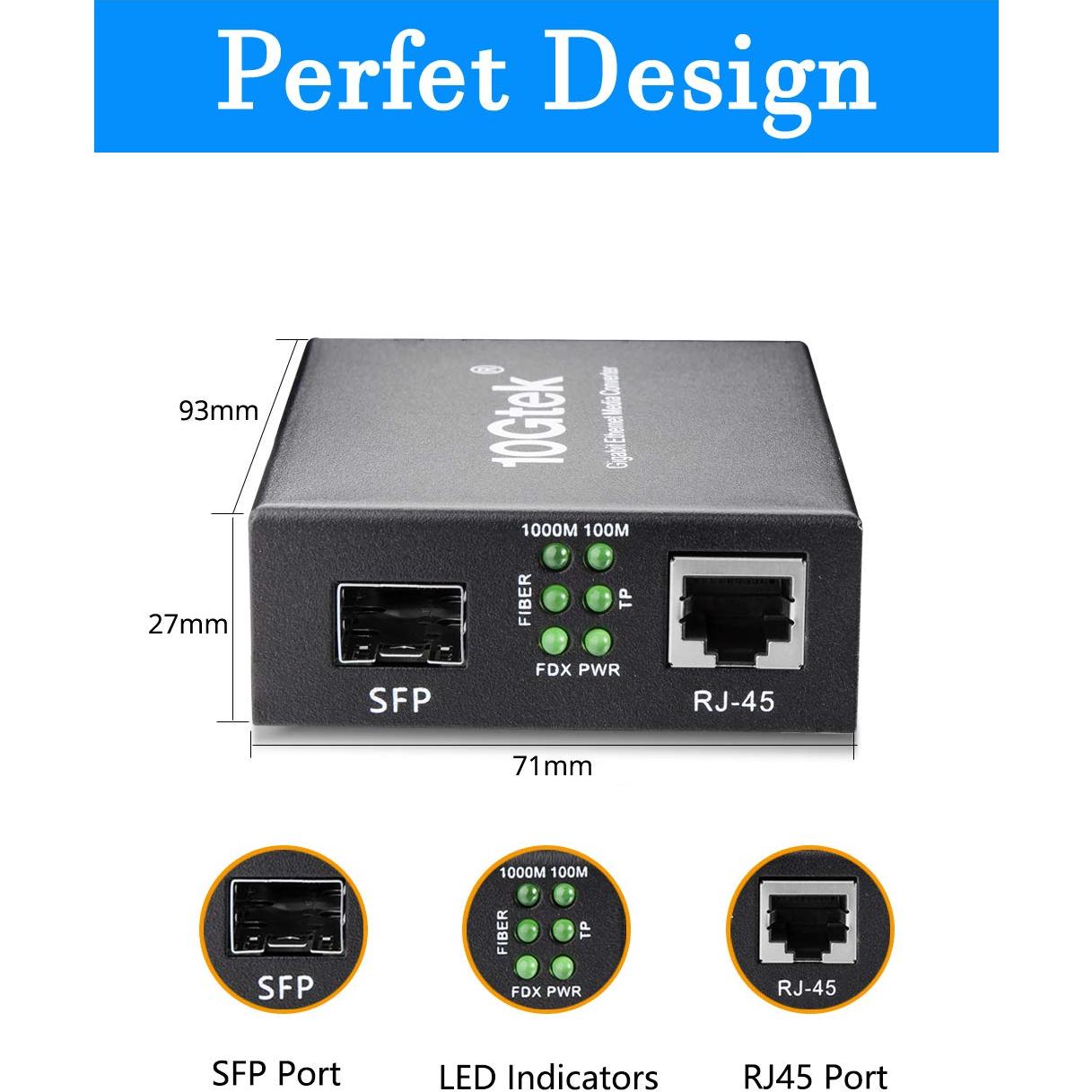 Convertidor de Medios SFP a RJ45 HiFiber 1000Base-LX 20km