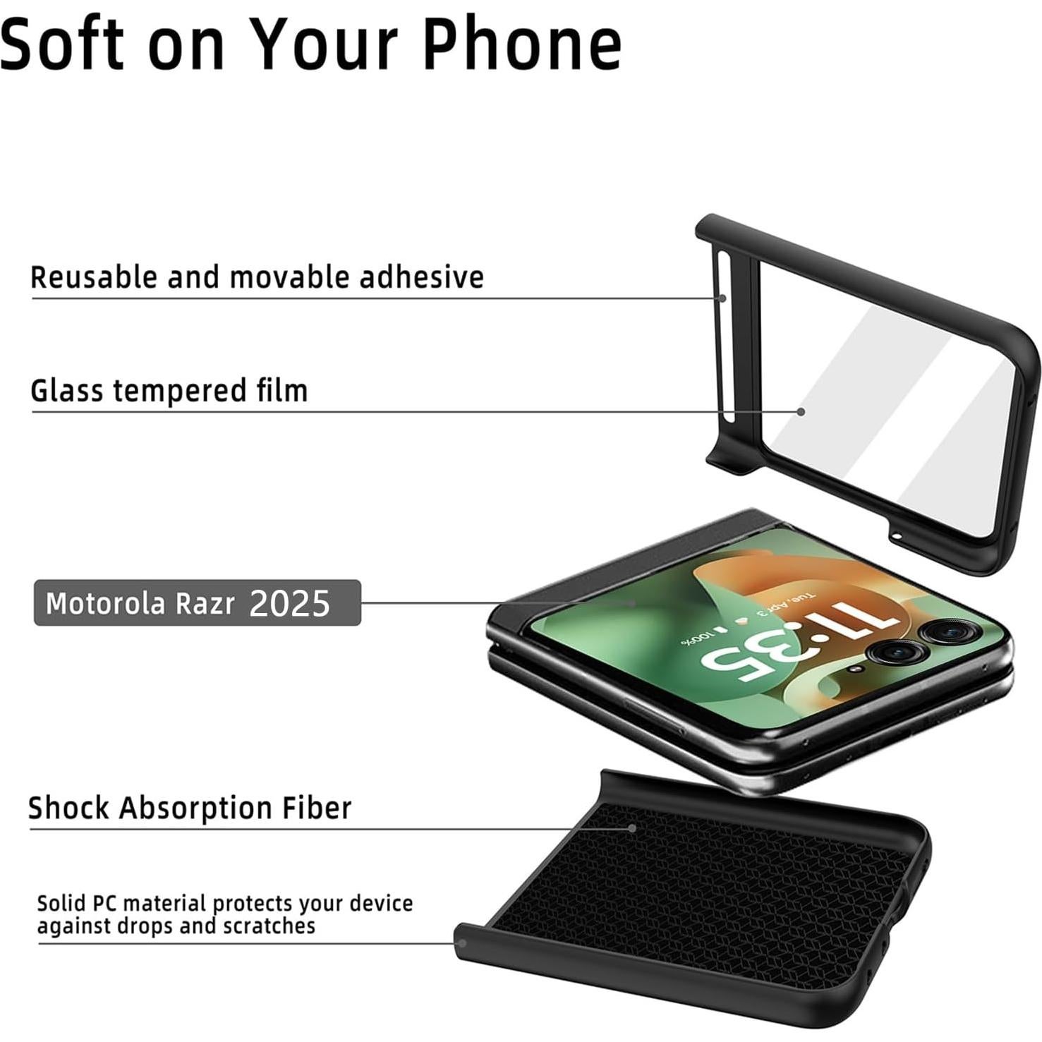 Funda Haeuorey para Motorola Razr 2025/2024 con Soporte y Protector