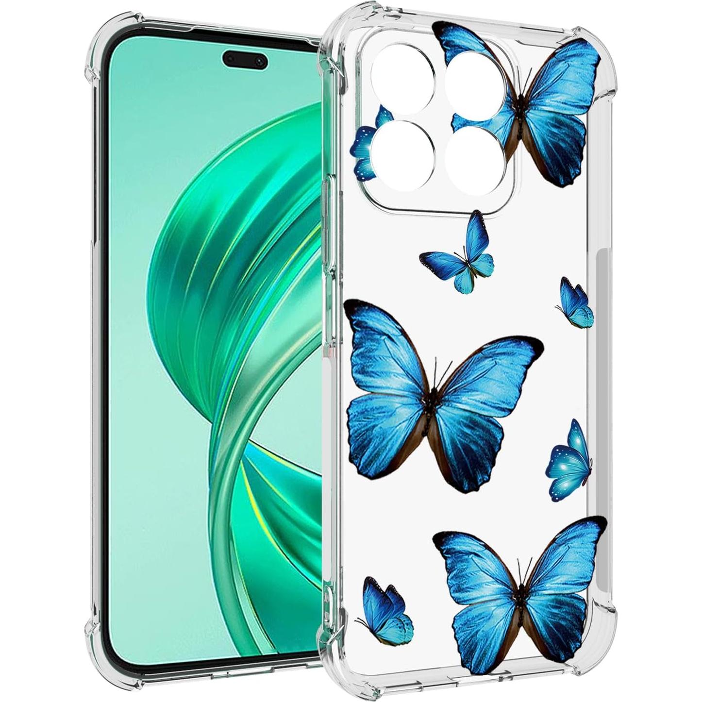 Funda TPU Honor X8A Mariposa Azul Flexible Bumper 6.7"