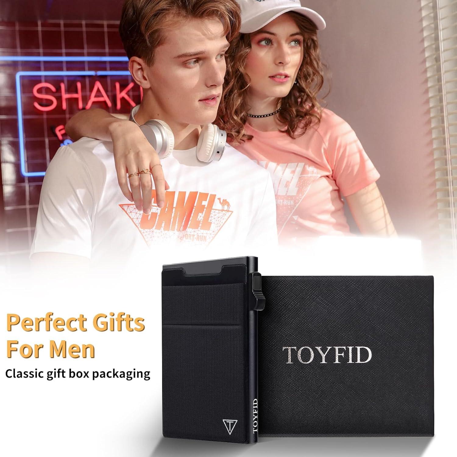 Billetera Slim TOYFID para Hombres con Bloqueo RFID - Negra