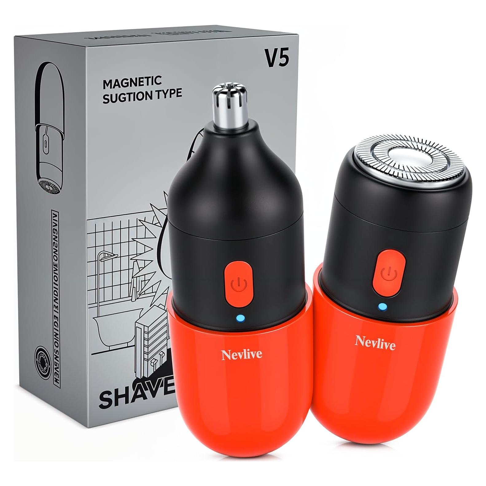 Recortador de Vello Facial y Nariz Nevlive 2 en 1 USB-C Rojo