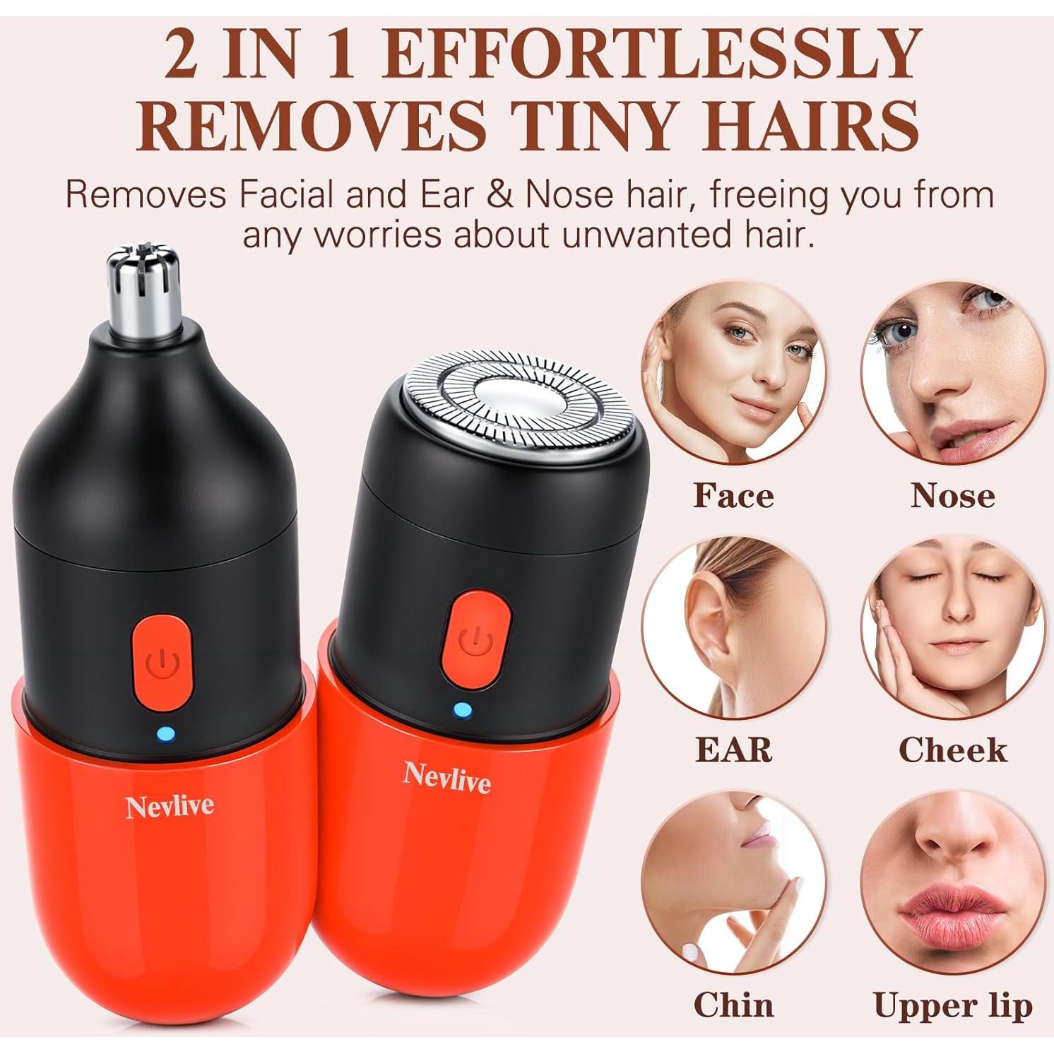 Recortador de Vello Facial y Nariz Nevlive 2 en 1 USB-C Rojo