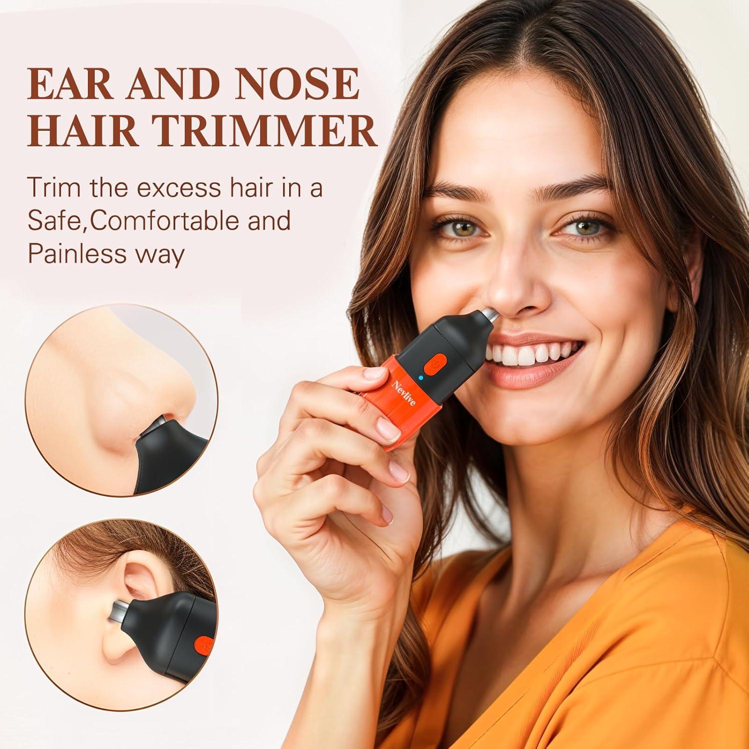 Recortador de Vello Facial y Nariz Nevlive 2 en 1 USB-C Rojo