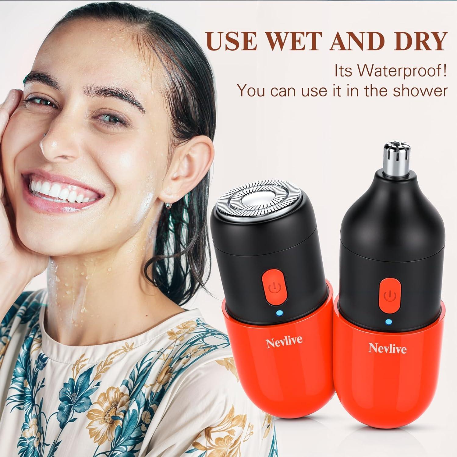 Recortador de Vello Facial y Nariz Nevlive 2 en 1 USB-C Rojo