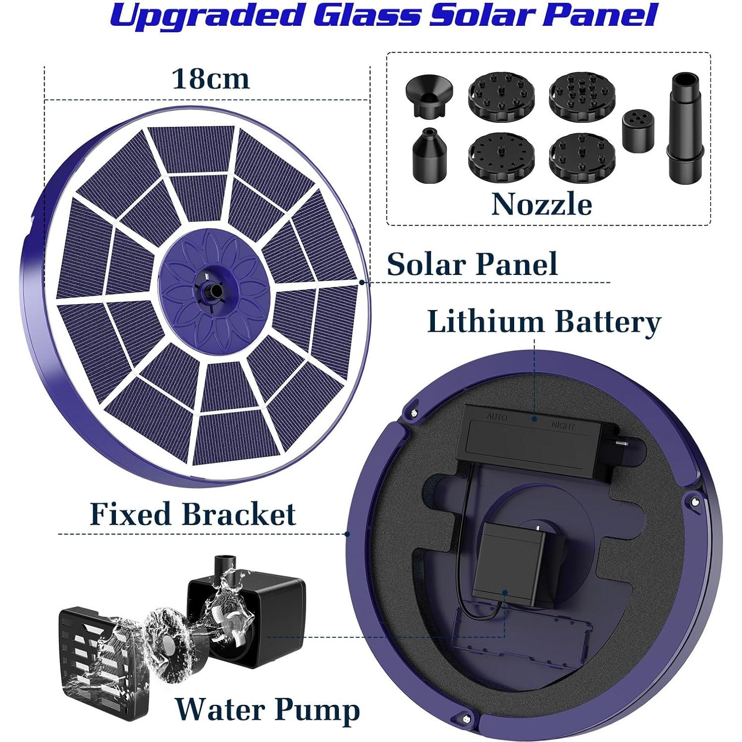 Bomba de Fuente Solar AISITIN 3.5W con Batería 1800mAh
