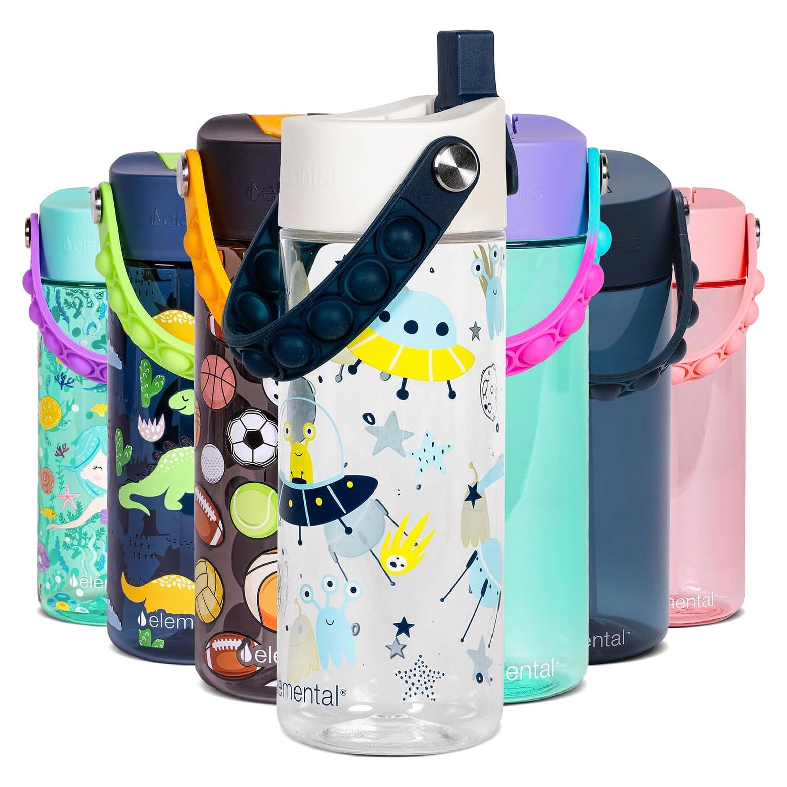 Botella de Agua Tritan Elemental 18oz Niños Asa Pop-it