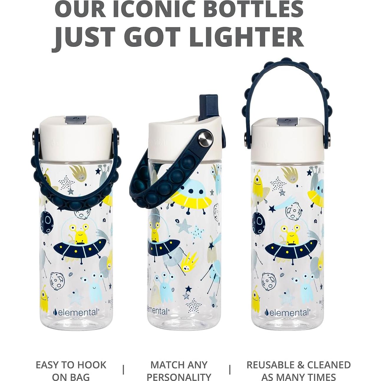 Botella de Agua Tritan Elemental 18oz Niños Asa Pop-it