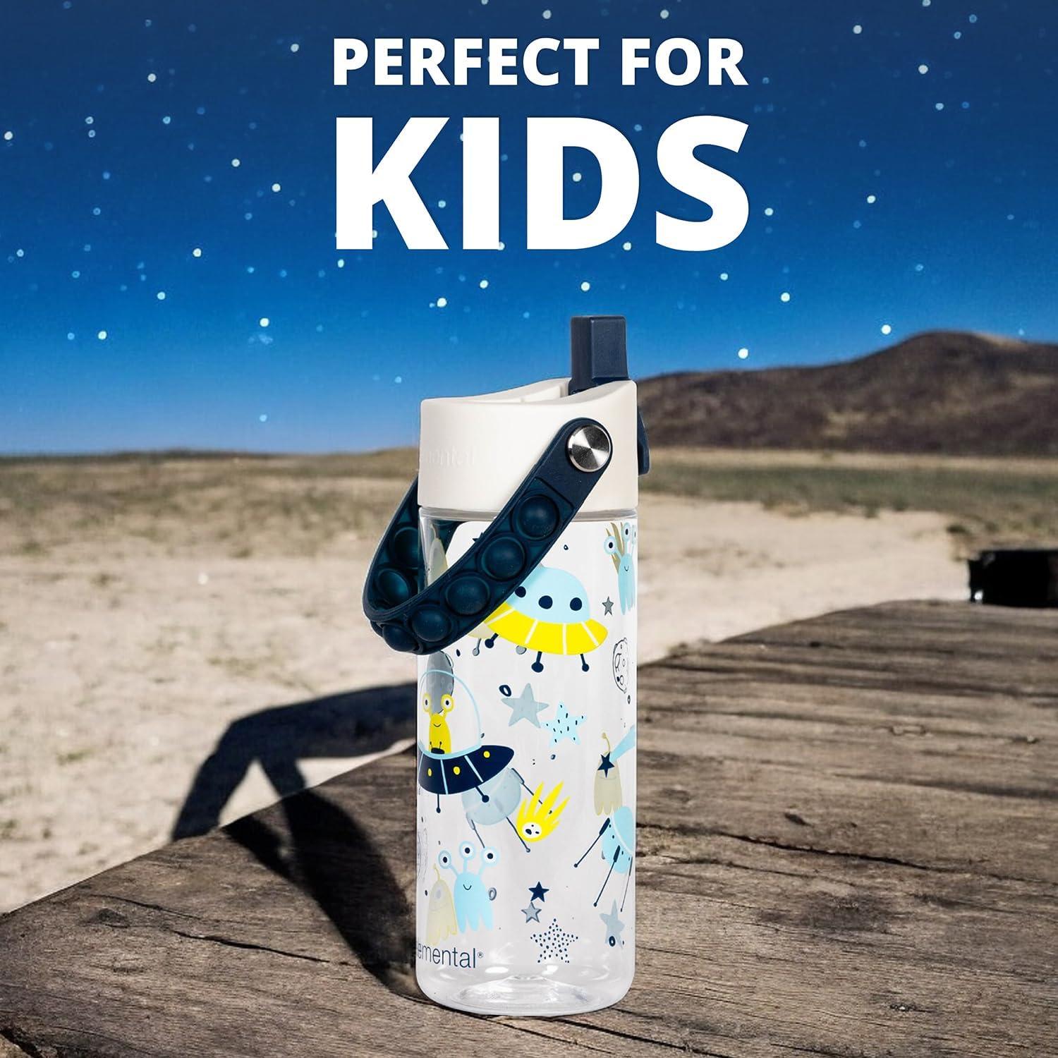 Botella de Agua Tritan Elemental 18oz Niños Asa Pop-it