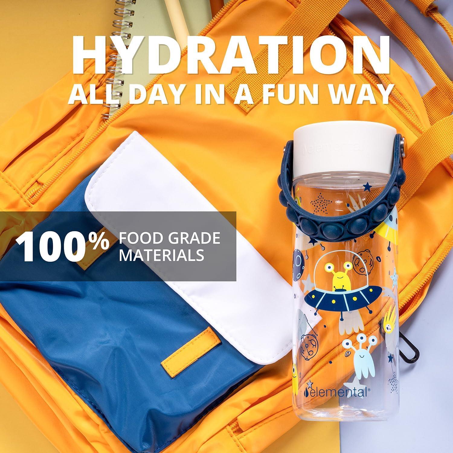 Botella de Agua Tritan Elemental 18oz Niños Asa Pop-it