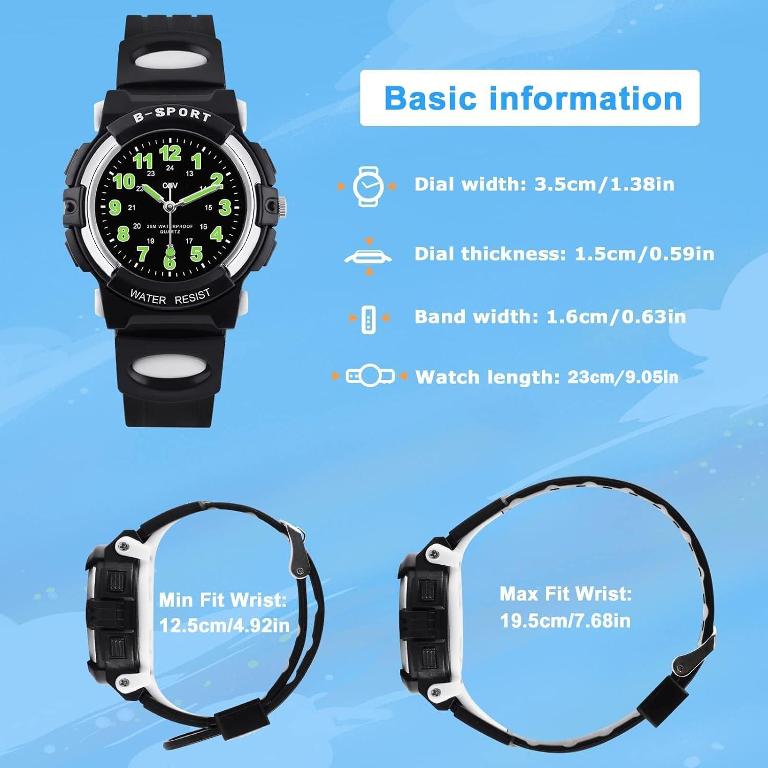 Reloj Analógico CKV para Niños 5-12 Años Impermeable