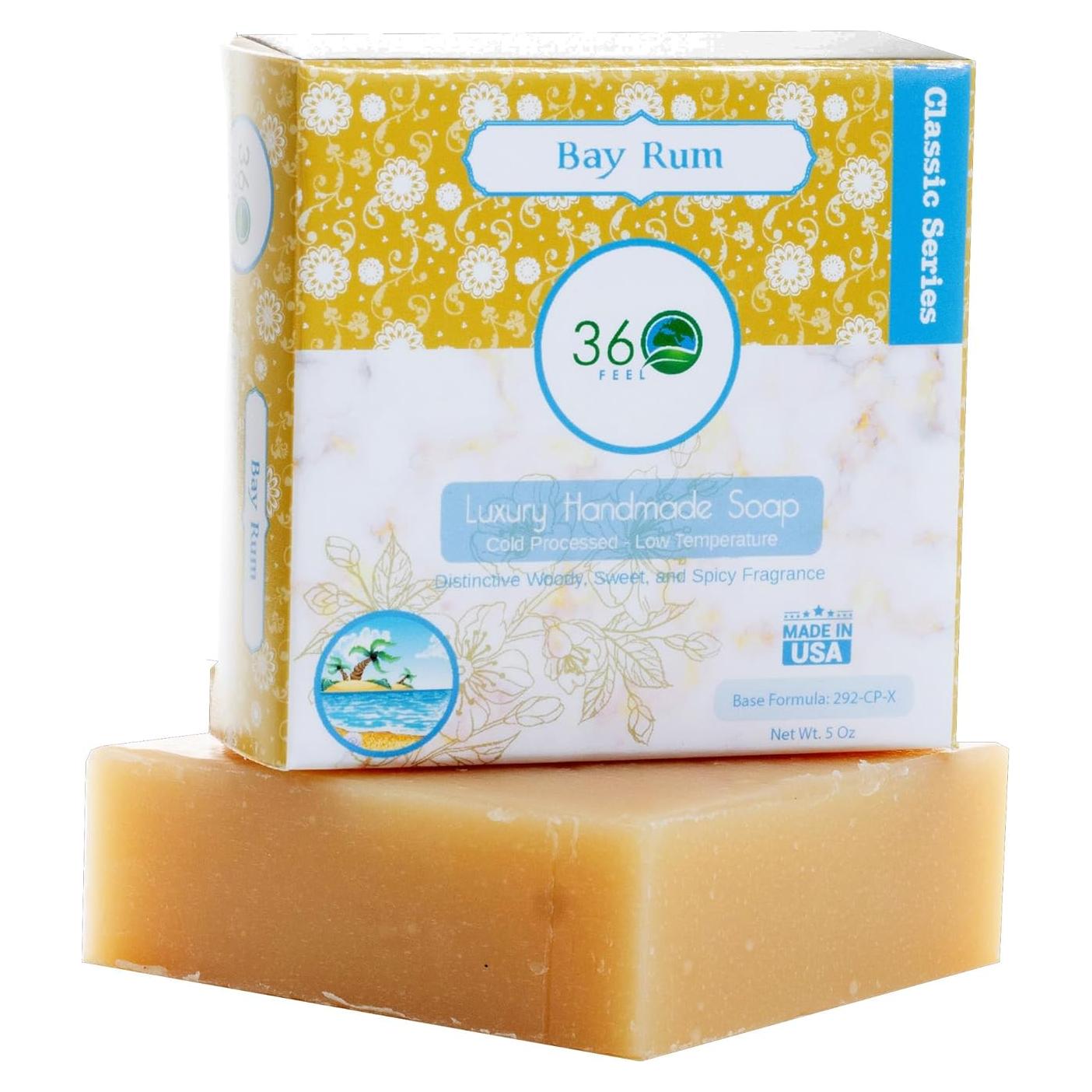 Jabón de Bay Rum 360Feel - Barra Artesanal 142g - Sin Aditivos