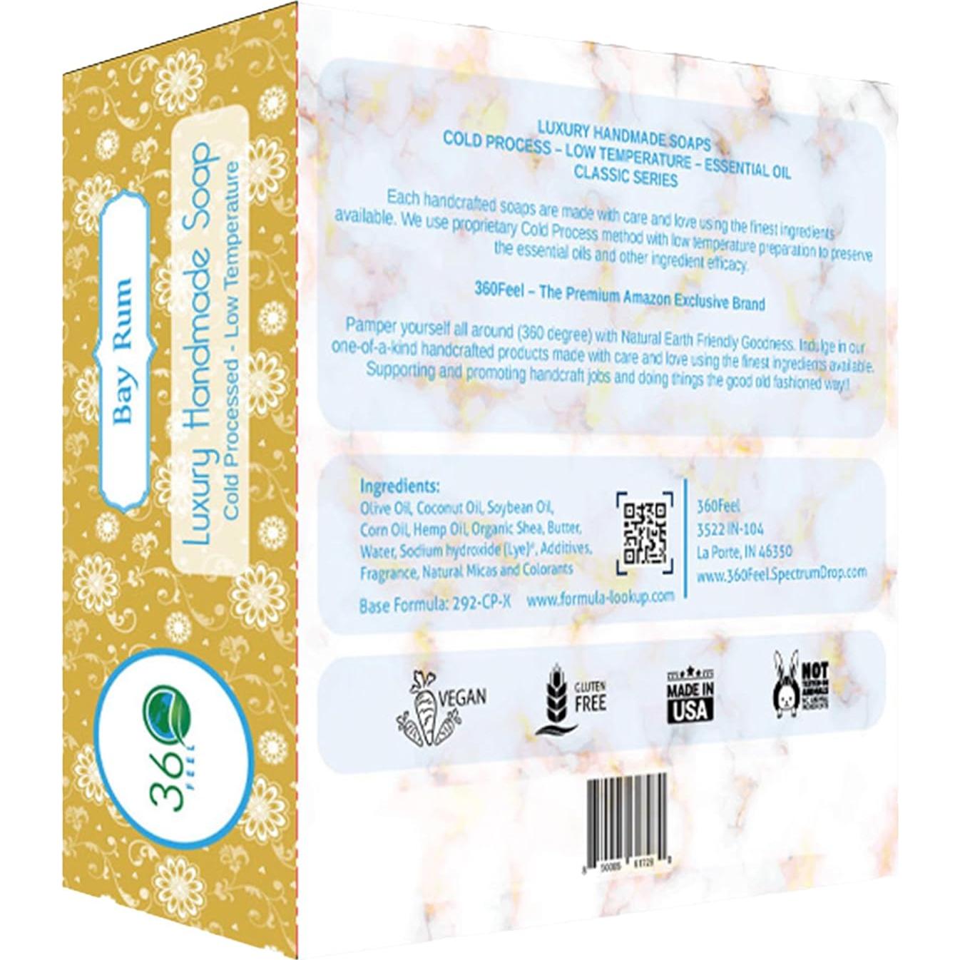 Jabón de Bay Rum 360Feel - Barra Artesanal 142g - Sin Aditivos