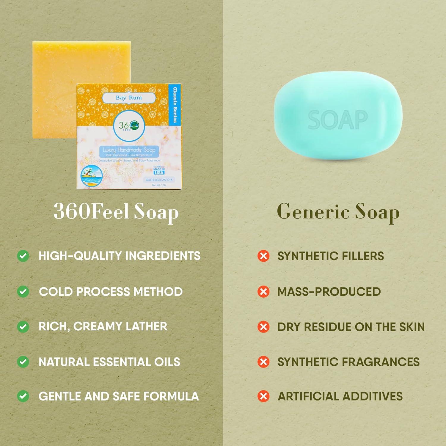 Jabón de Bay Rum 360Feel - Barra Artesanal 142g - Sin Aditivos