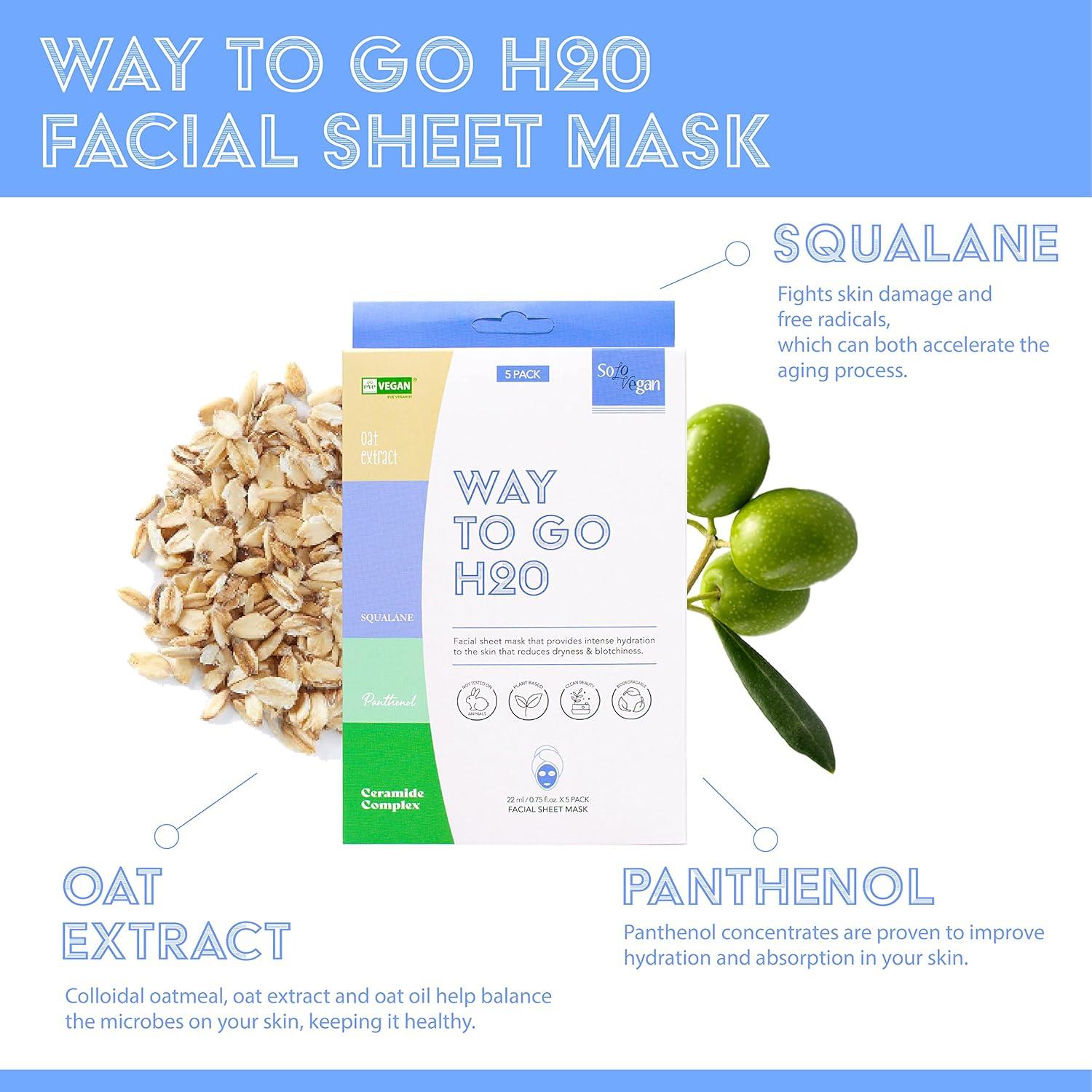 Paquete de 5 Máscaras Faciales Way To Go H2O Hidratantes