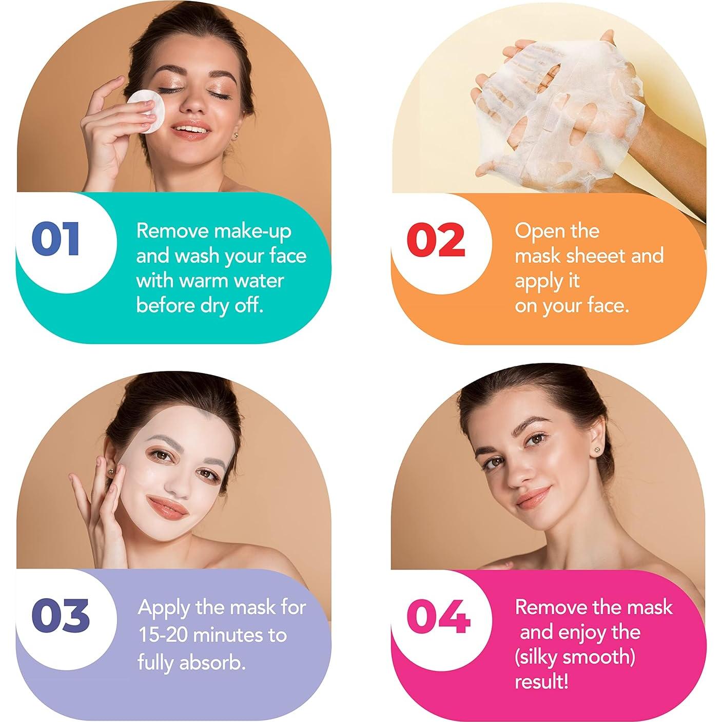 Paquete de 5 Máscaras Faciales Way To Go H2O Hidratantes