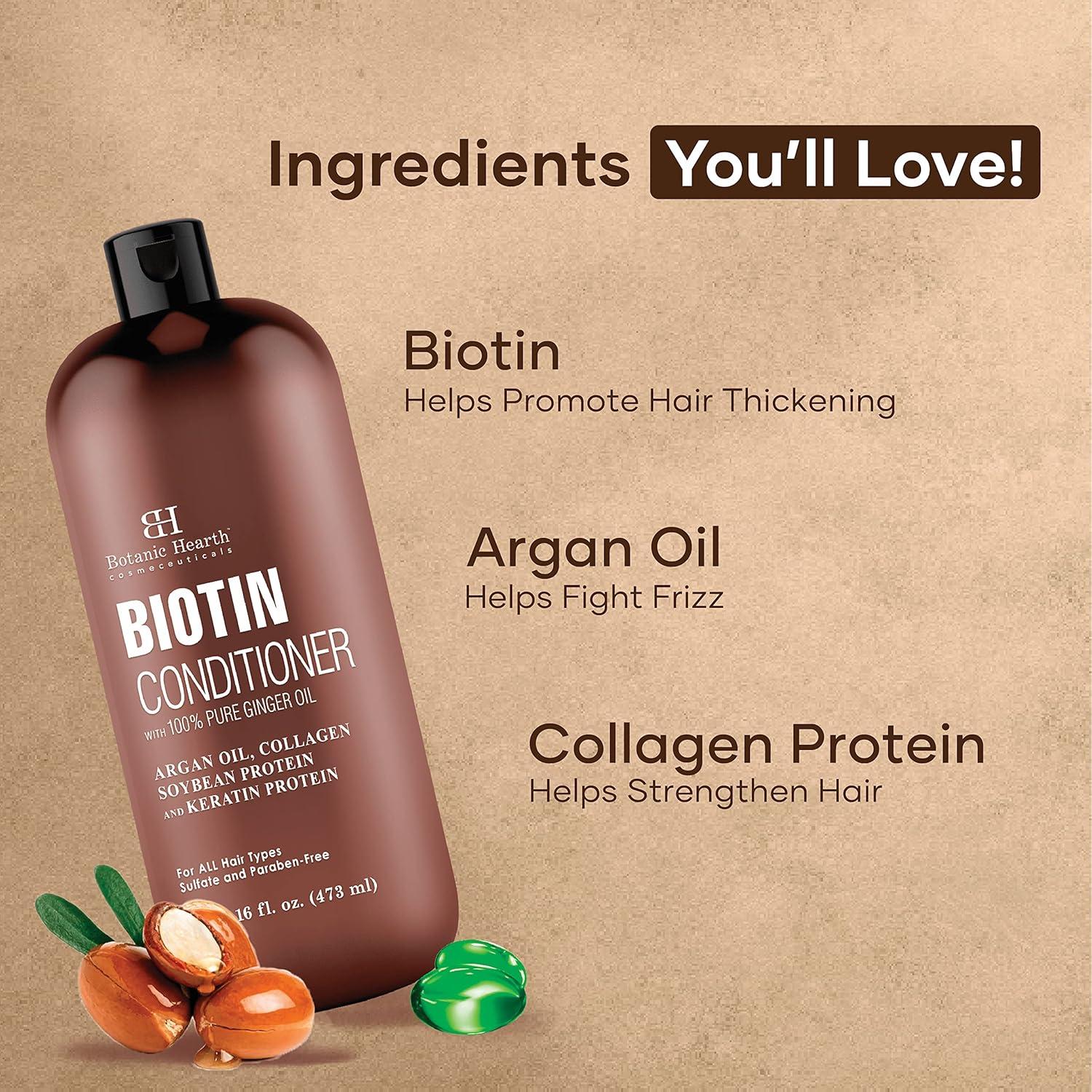 Acondicionador Biotin Hearth Botanic 473 ml con Jengibre y Queratina