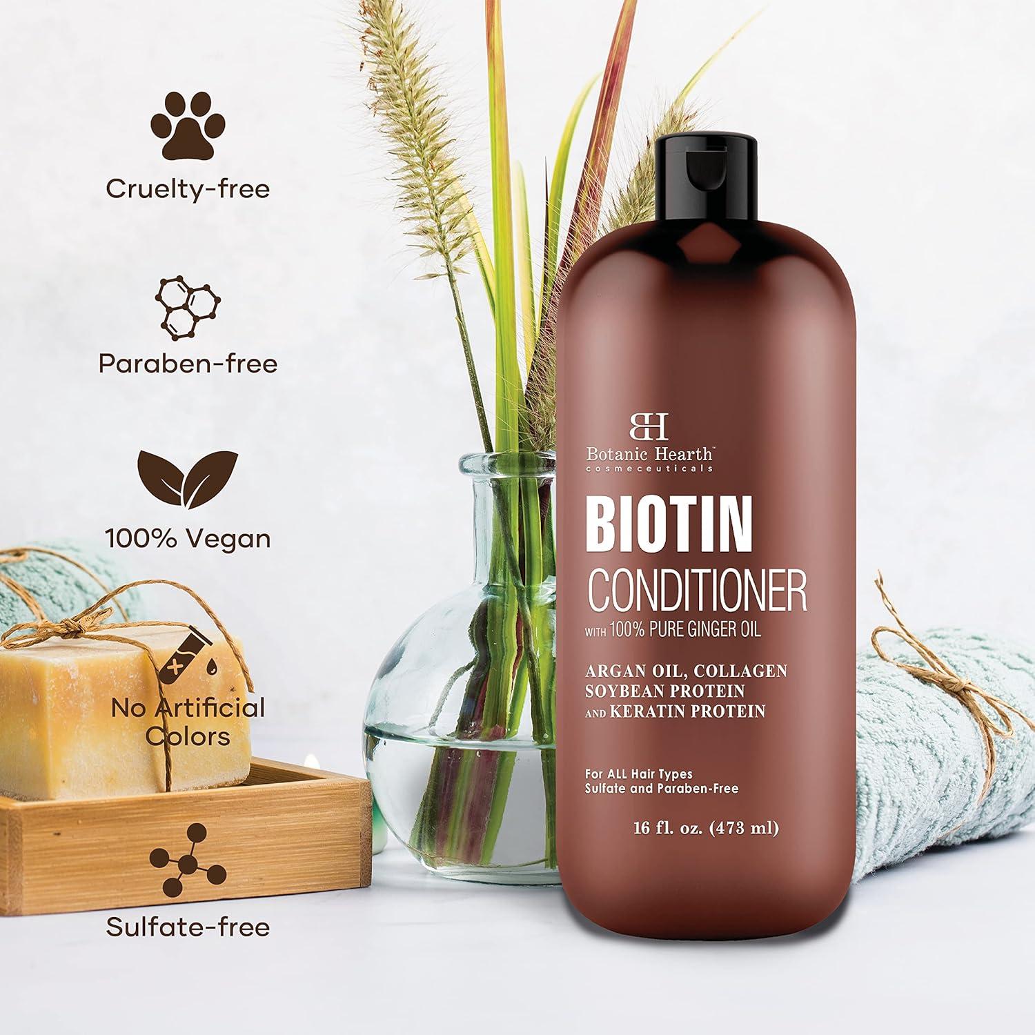 Acondicionador Biotin Hearth Botanic 473 ml con Jengibre y Queratina