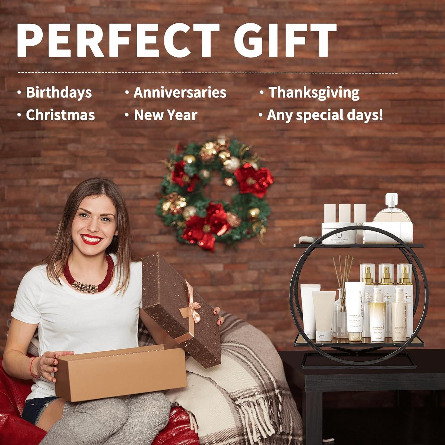 Organizador de Maquillaje YIWANFW 2 Niveles Negro para Tocador