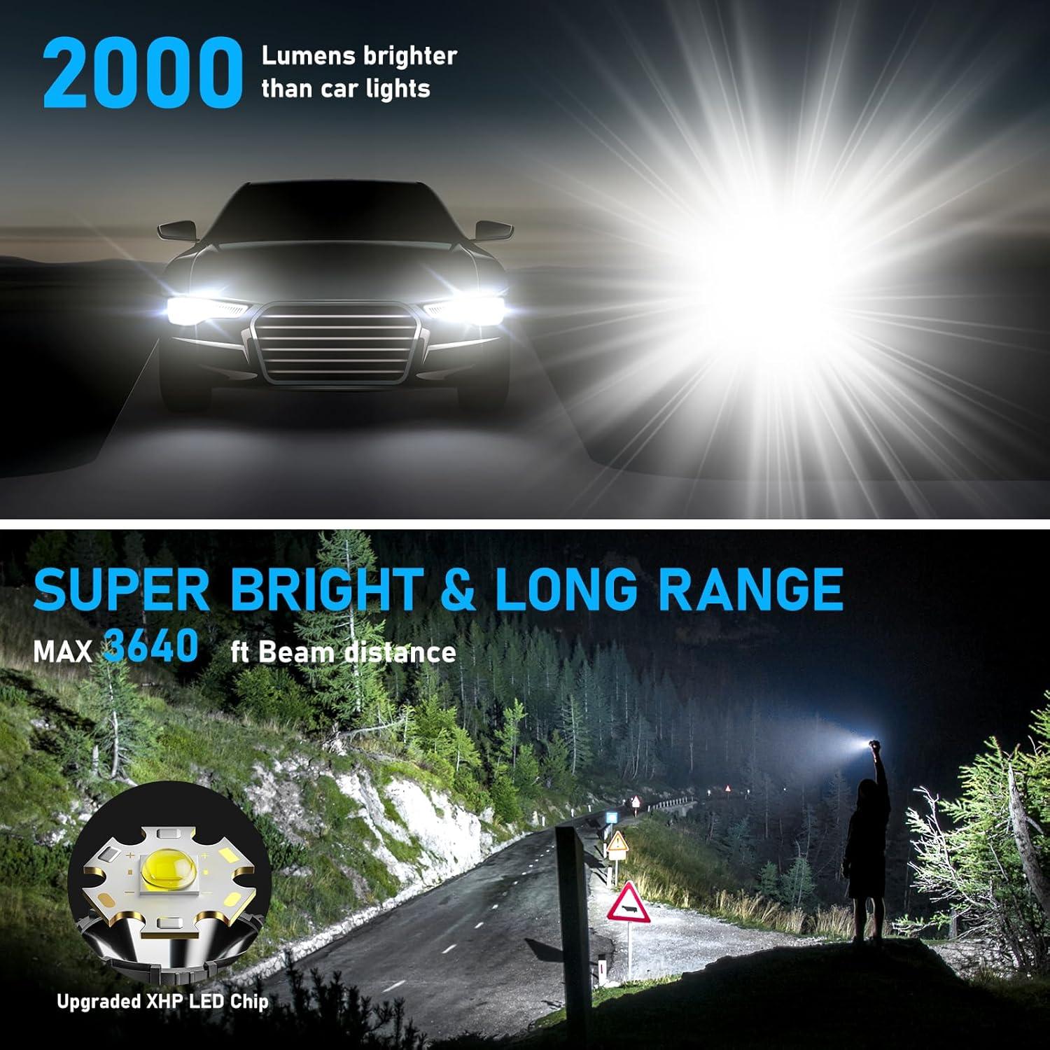 Linterna Táctica Recargable CHILDBOT 2000LM Impermeable 5 Modos