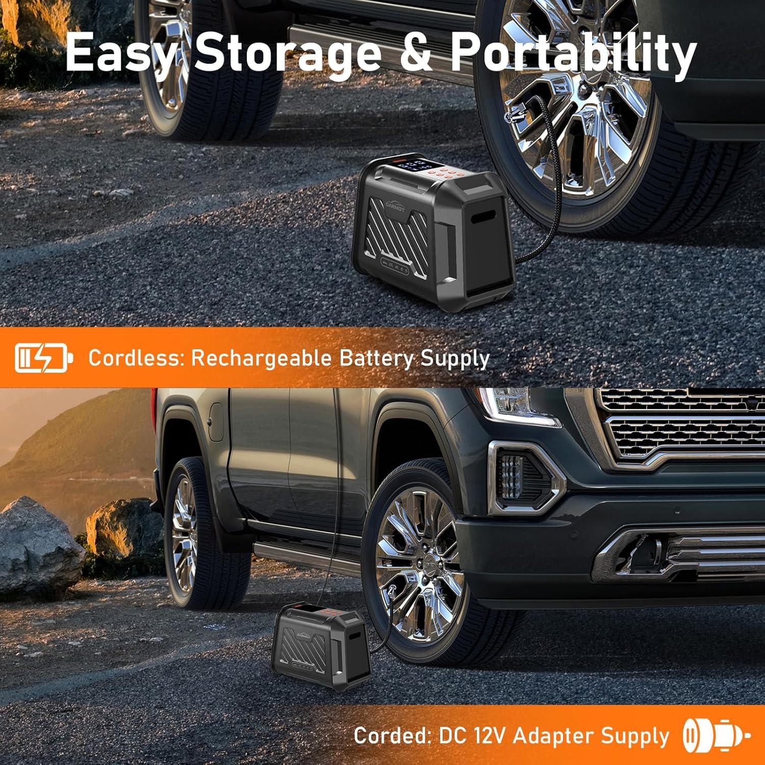 Compresor de Aire Portátil CARMOT 180 PSI con Pantalla LCD