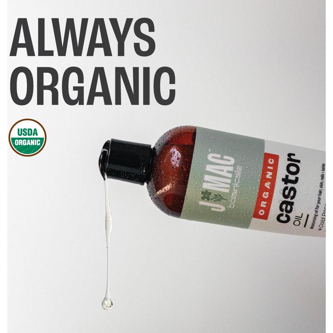 Aceite de Ricino Orgánico J Mac Botanicals 240 ml Prensado en Frío