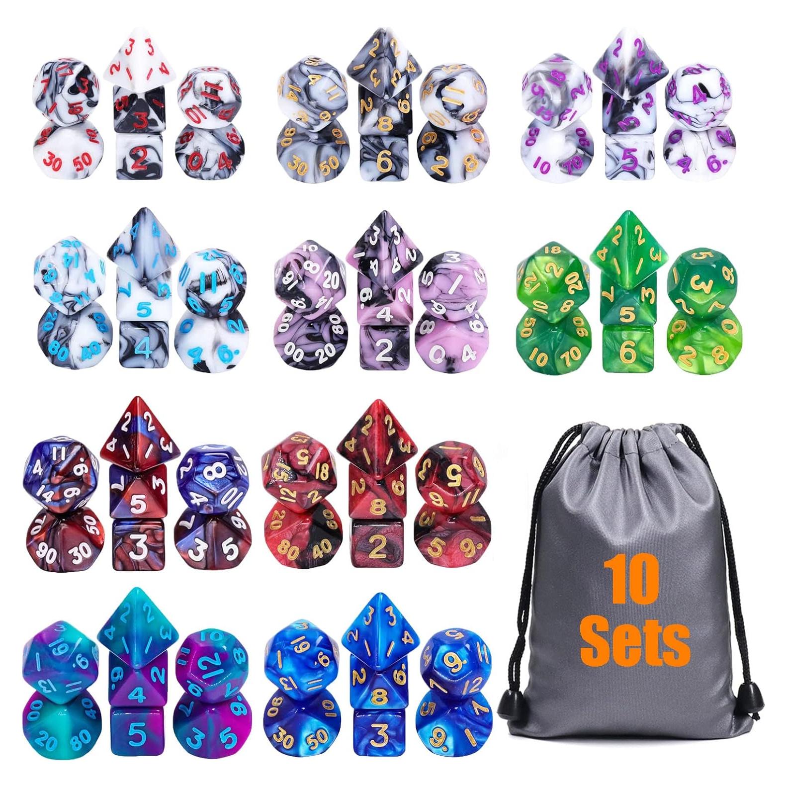 Juego de Dados Mini DND 10mm - 10 Juegos Poliedricos RPG