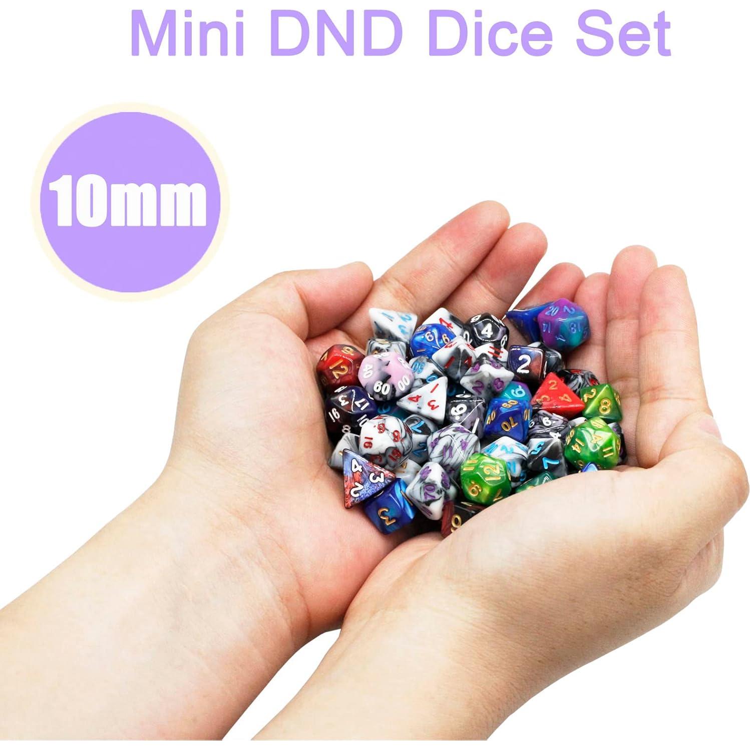 Juego de Dados Mini DND 10mm - 10 Juegos Poliedricos RPG