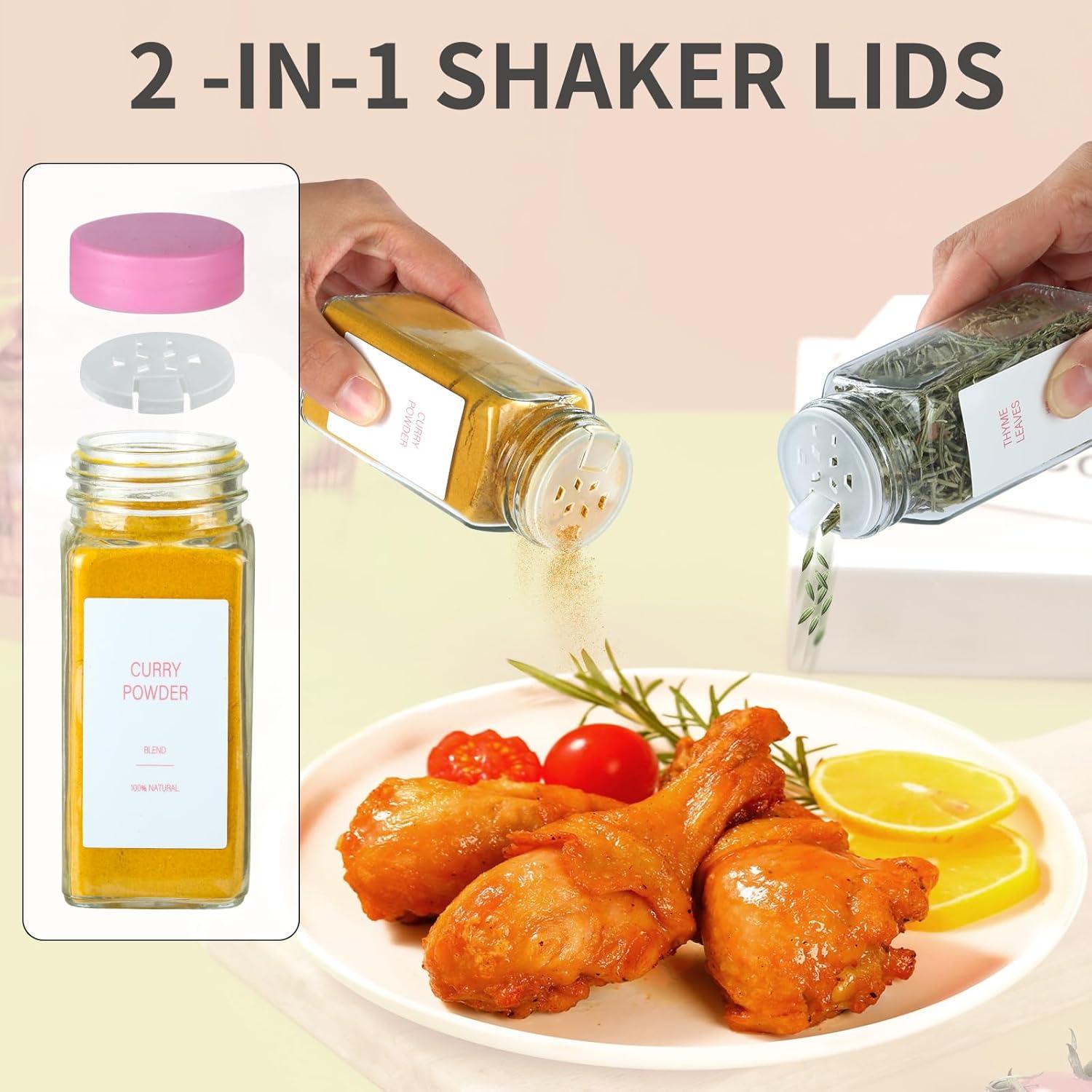 Tarros de Especias de Vidrio Rosa con Etiqueta - 36 Unidades 118ml