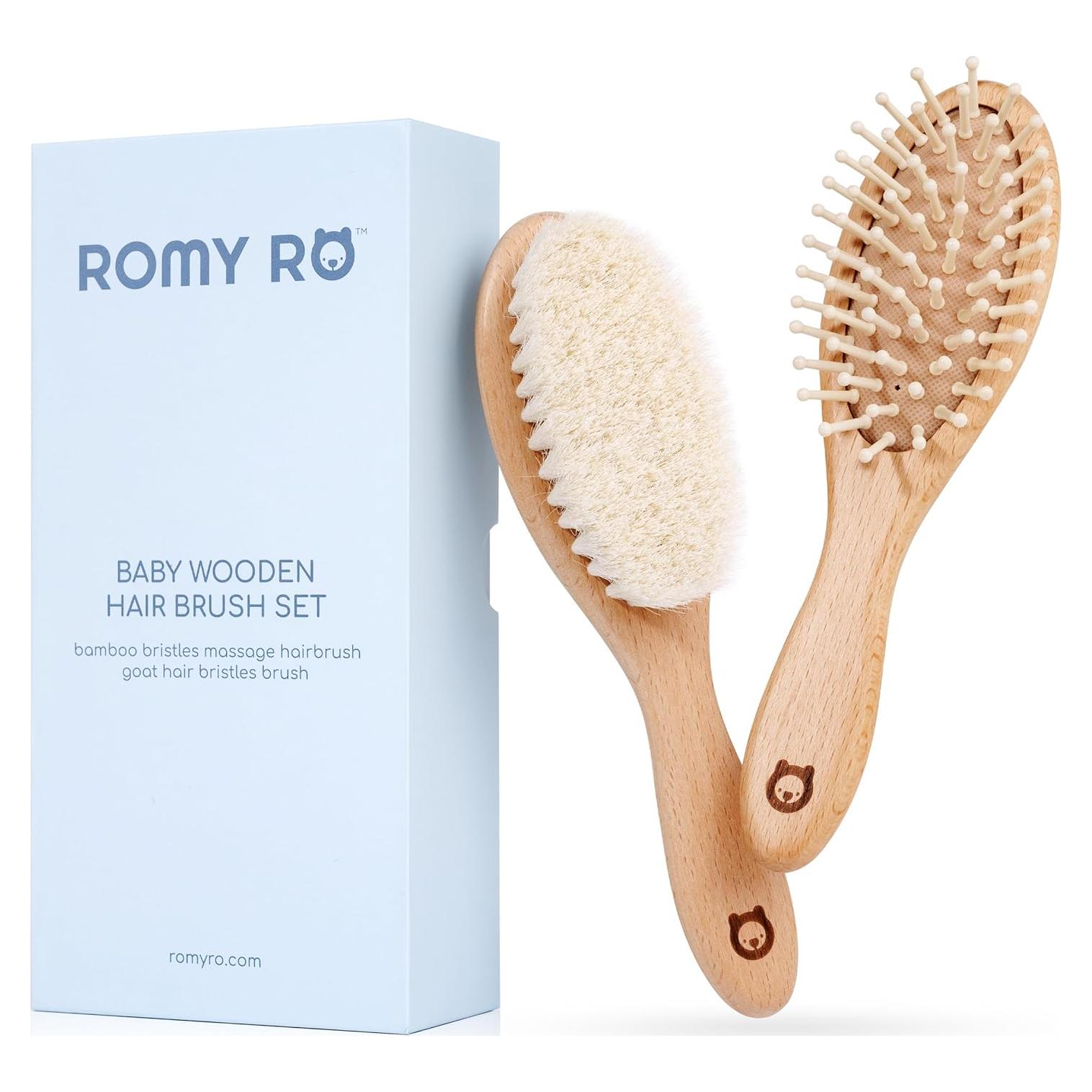 Juego de Cepillos de Pelo de Madera ROMY RO - 2 Piezas