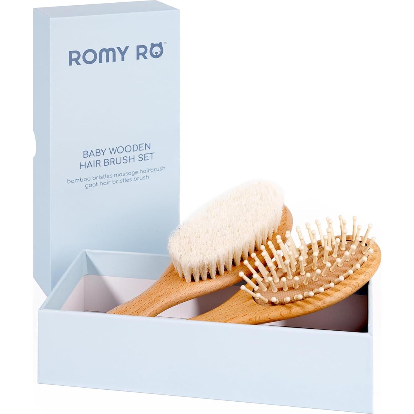 Juego de Cepillos de Pelo de Madera ROMY RO - 2 Piezas