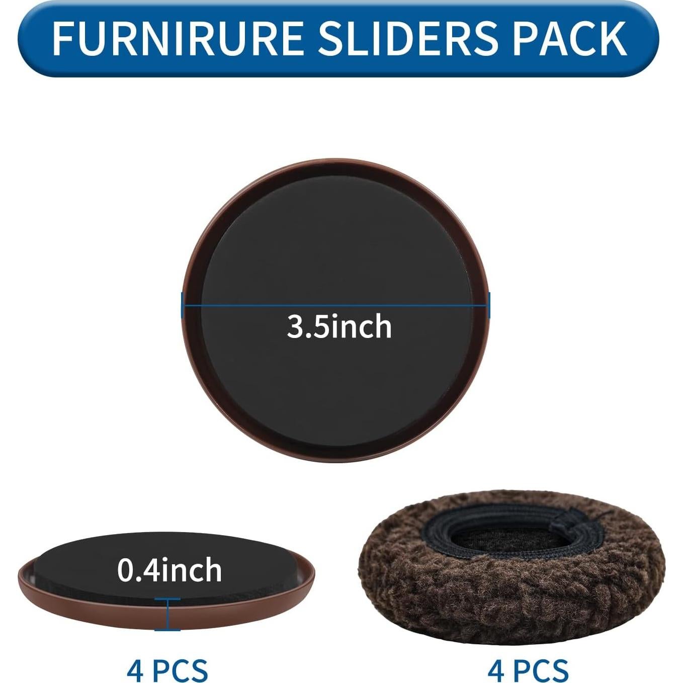 Deslizadores de Muebles Kayzn 4+4 para Alfombra y Piso Duro