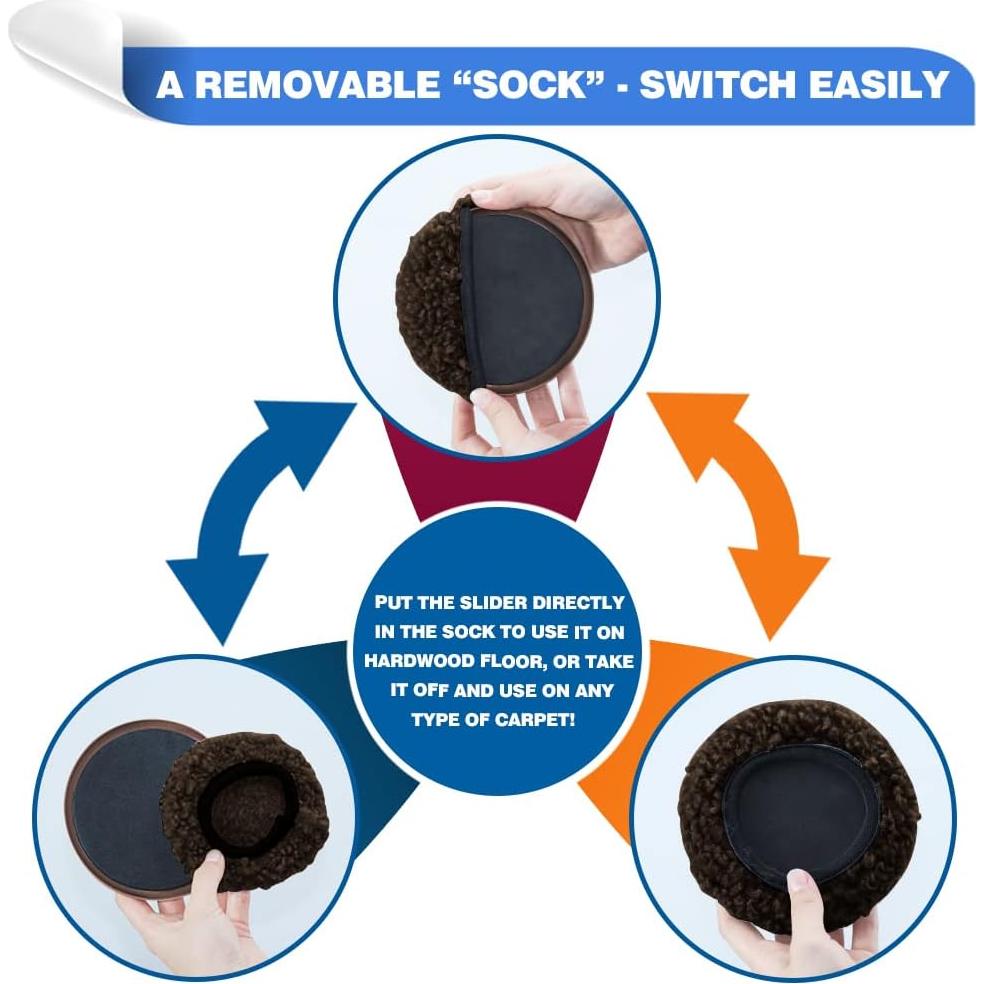 Deslizadores de Muebles Kayzn 4+4 para Alfombra y Piso Duro