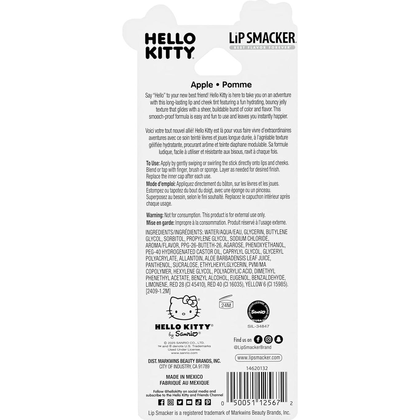 Tinte para Labios y Mejillas Lip Smacker Hello Kitty Manzana