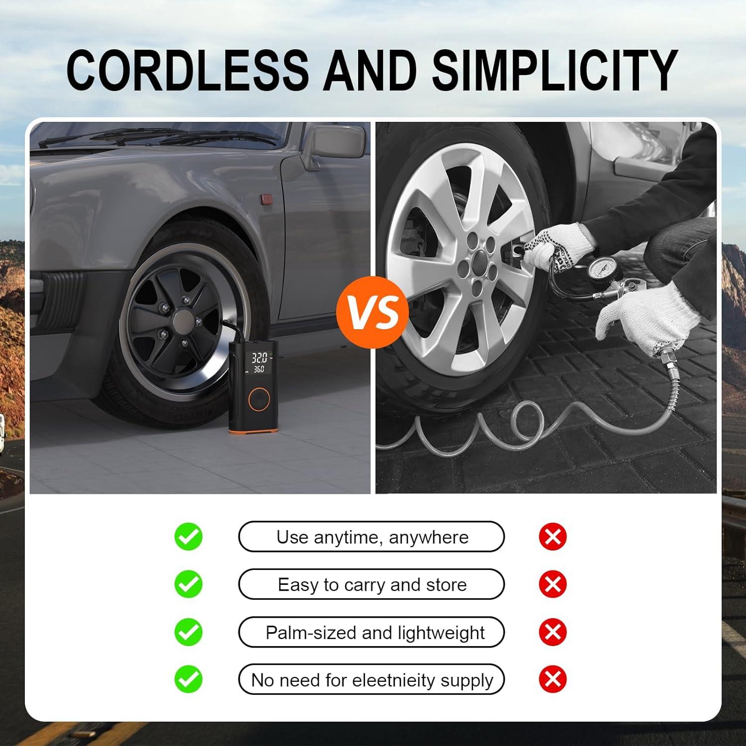 Inflador de Neumáticos ZSX 160 PSI Portátil con Manómetro