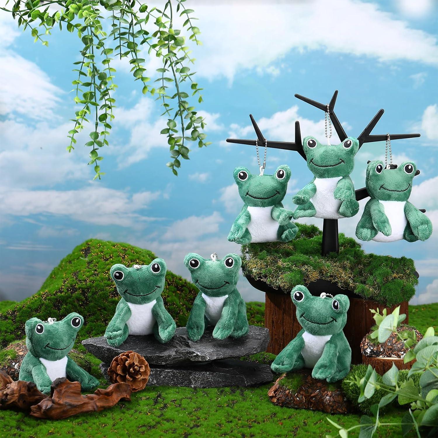 20 Llaveros de Rana de Peluche PullCrease 12 cm Adorno Fiesta