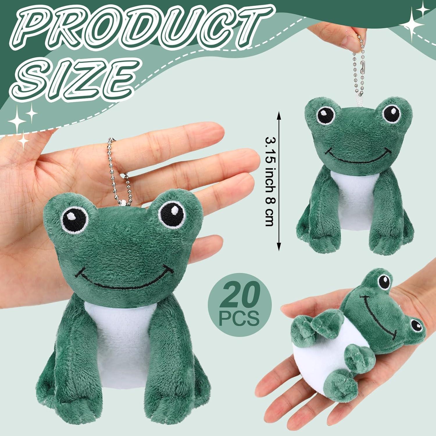 20 Llaveros de Rana de Peluche PullCrease 12 cm Adorno Fiesta