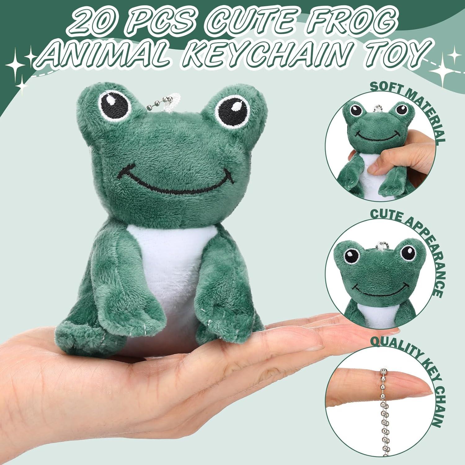 20 Llaveros de Rana de Peluche PullCrease 12 cm Adorno Fiesta