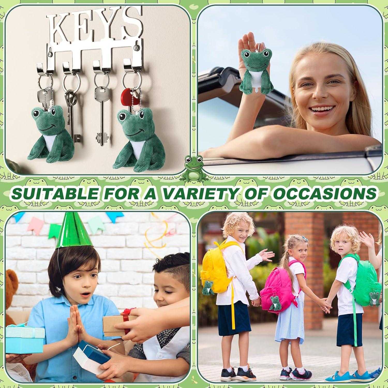 20 Llaveros de Rana de Peluche PullCrease 12 cm Adorno Fiesta