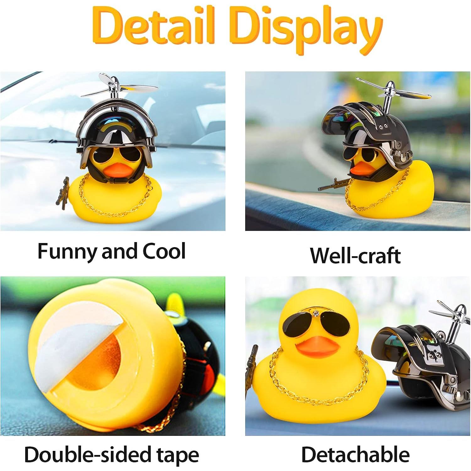 Ornamento de coche pato de goma Wonuu amarillo con gafas