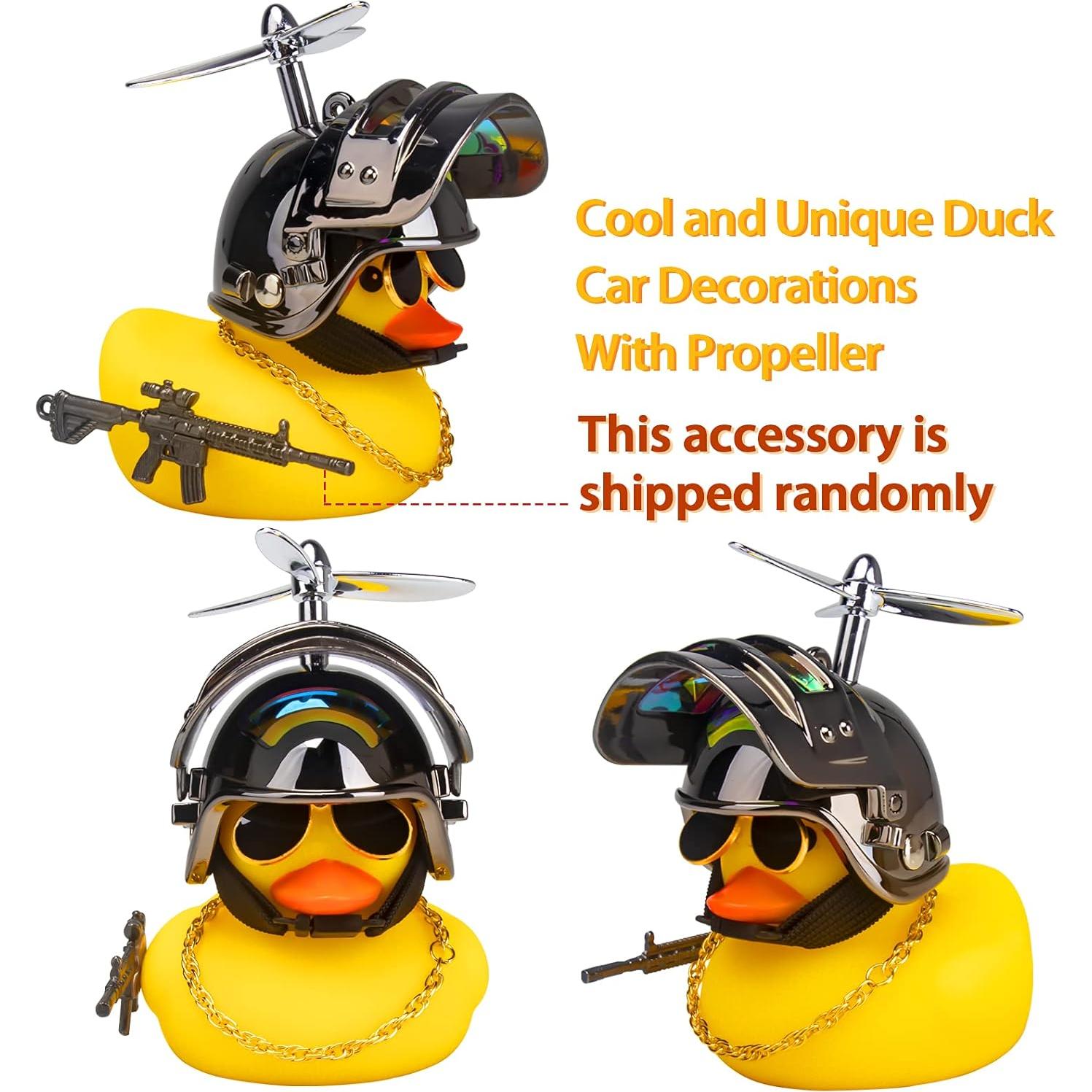 Ornamento de coche pato de goma Wonuu amarillo con gafas