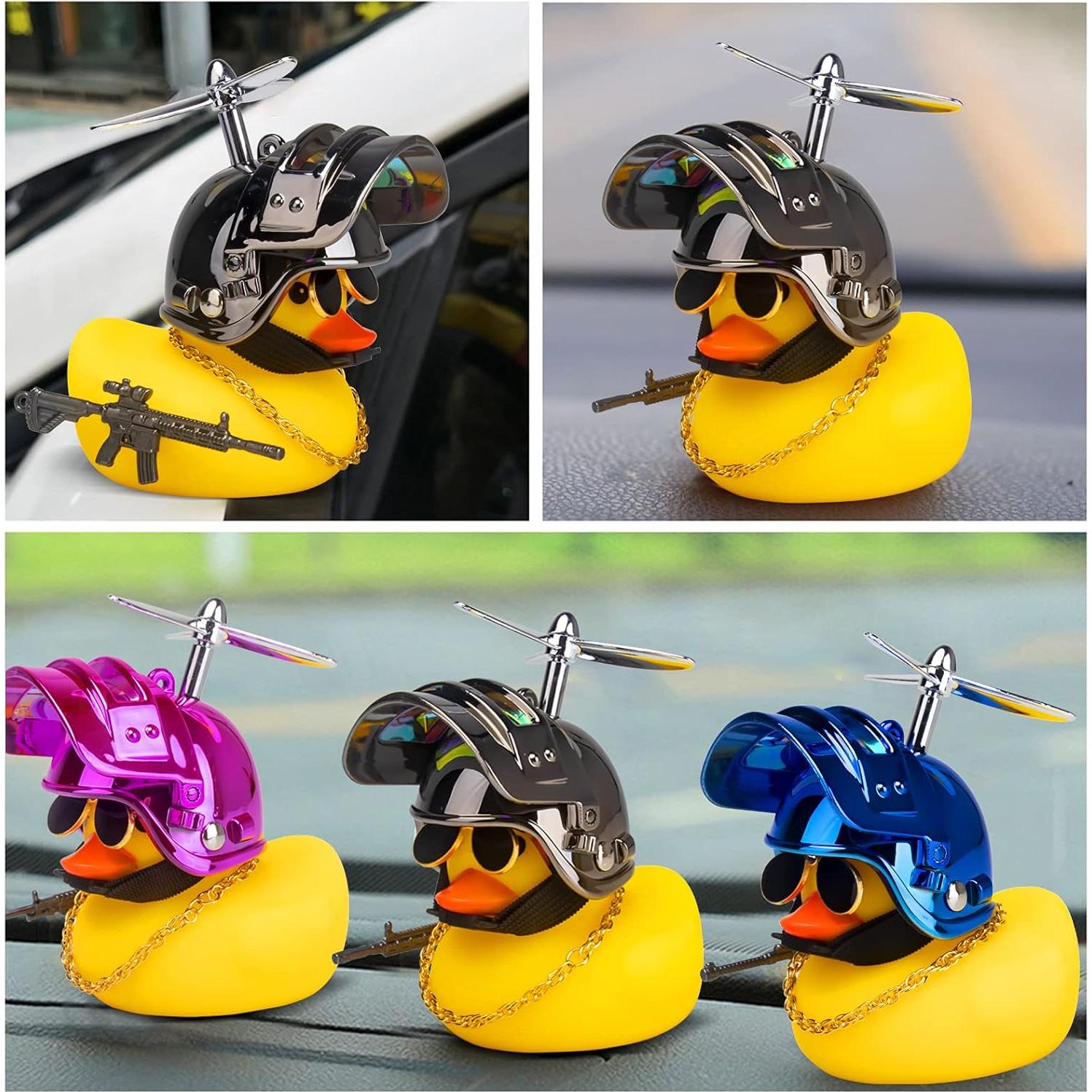 Ornamento de coche pato de goma Wonuu amarillo con gafas