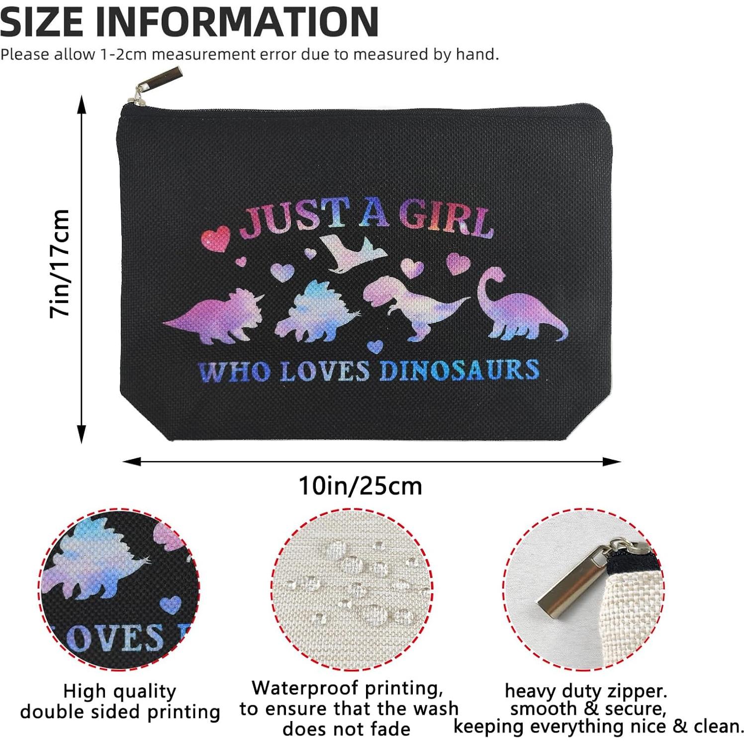 Bolsa Cosmética de Dinosaurios para Mujeres - 25.4x17.8 cm