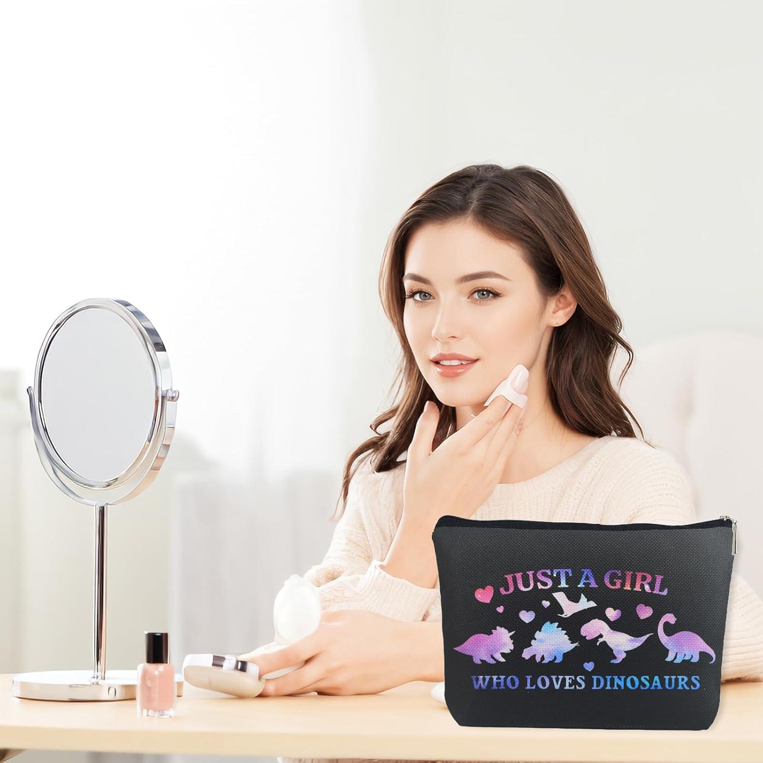 Bolsa Cosmética de Dinosaurios para Mujeres - 25.4x17.8 cm