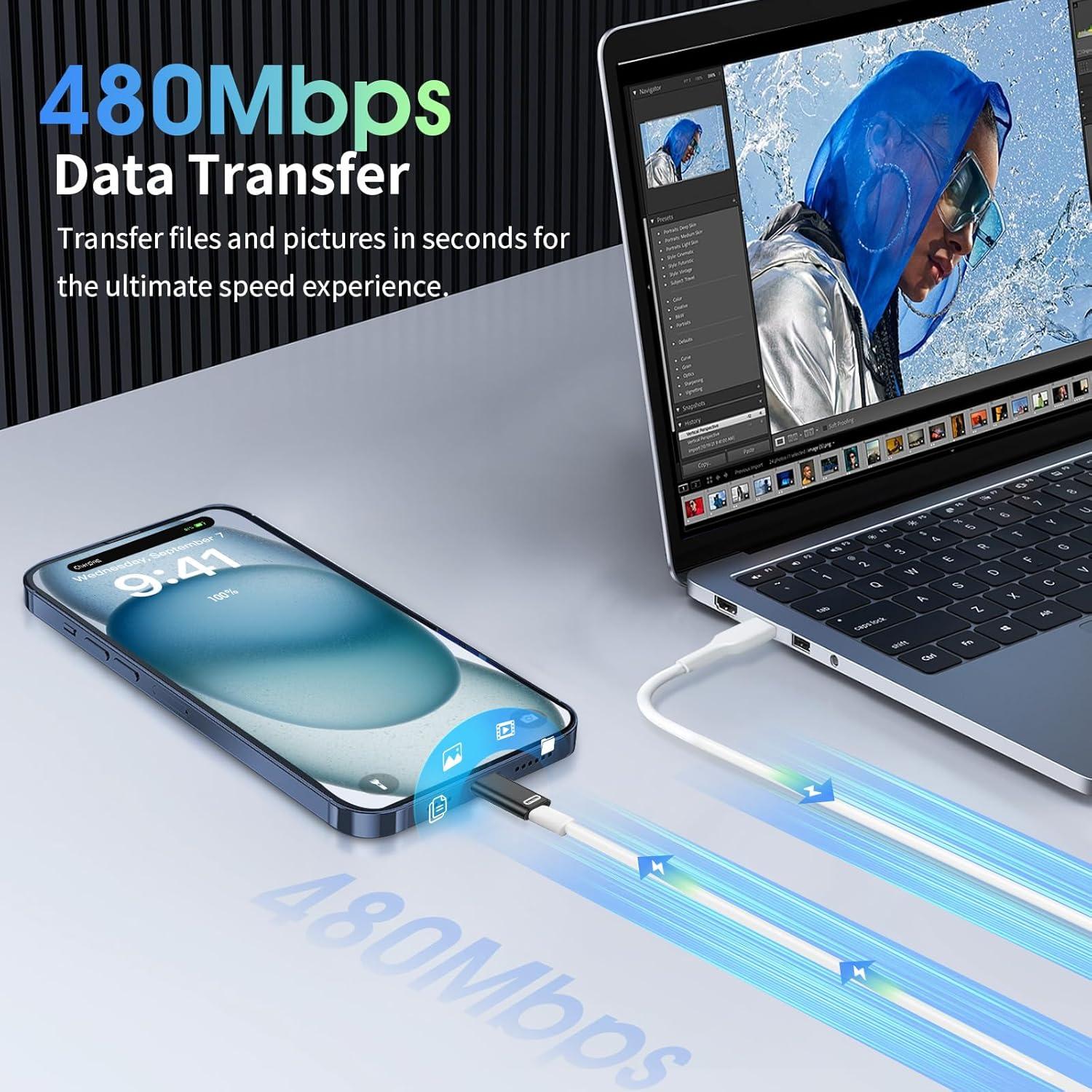 Adaptador Lightning a USB C TiMOVO 35W Carga Rápida Negro