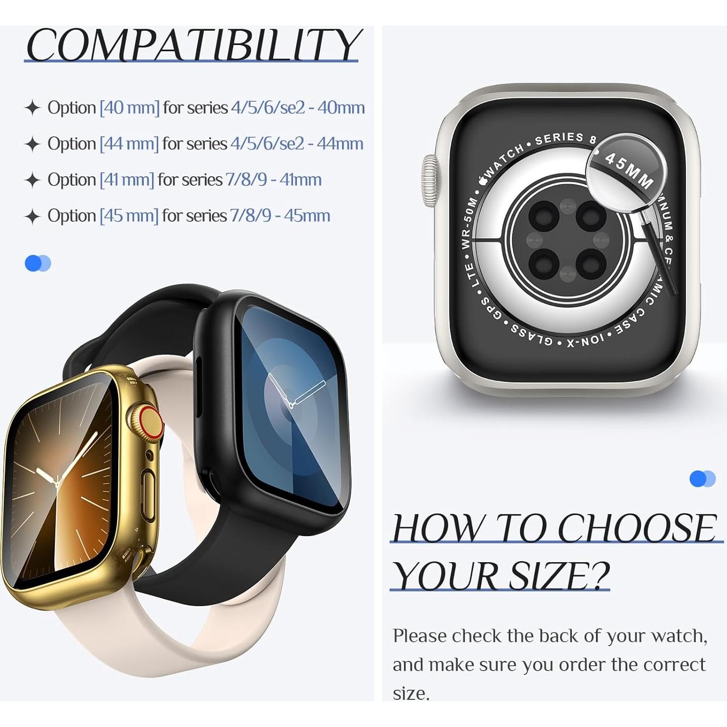 Funda Impermeable Goton para Apple Watch 40mm - Negro y Oro